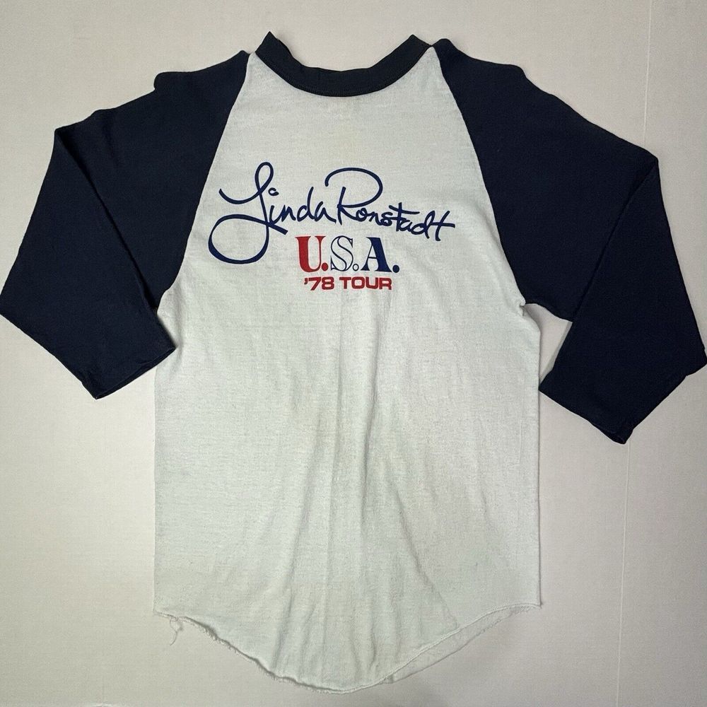 Vintage '78 LINDA RONSTADT Tour T-shirt Mens Medium 38-40 Raglan Baseball USA EC - Picture 2 of 12